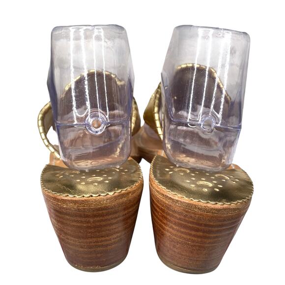 Jack Rogers Women’s Gold Leather Slip On Wedge Sandals Size US 9 - Picture 8 of 11